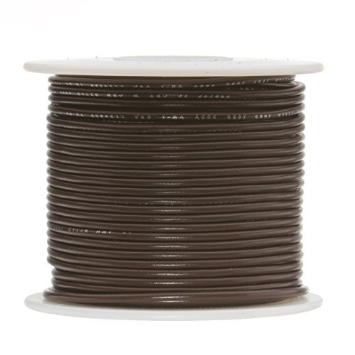 Remington Industries 16UL1007SLDBRO 16 AWG Gauge Solid Hook Up Wire, 100 feet Length, Brown, 0.0508' Diameter, UL1007, 300 Volts