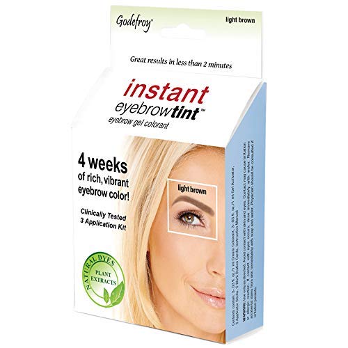 Godefroy Instant Eyebrow Color, Light Brown, .18 ounces, 12-weeks of long lasting brow color, 3-applications per kit