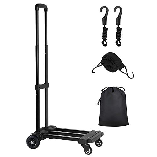 KEDSUM Folding Hand Truck, 155 lbs, 4 Wheels Solid Construction Heavy Duty Utility Cart, Portable Fold Up Dolly, Compact and Lightweight for Luggage, Personal, Travel, Moving and Office Use