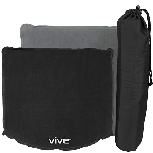Vive Stadium Seat Cushion - Inflatable Bleacher Pad for Office Chair, Wheelchairs, Coccyx, Tailbone, Sciatica, Cars,  Airplanes, Boats - Travel Easy with Self Inflate or Deflate for Transport