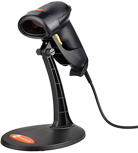 TaoTronics Barcode Scanner Handheld Wired Bar Code 1D USB Laser Scanner with Adjustable Stand for Computer, Extremely Fast and Precise Auto Scan Support Windows/Mac/iOS/Android System