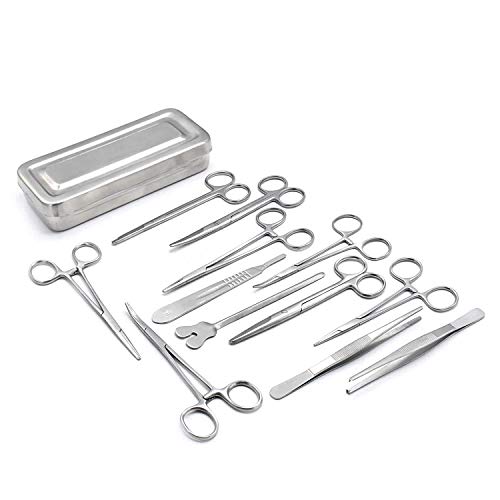 DDP Set of 13 Pieces Basic Surgi Forceps Scissors Needle Holder Kit Stainless Steel Box Instruments DS-1290