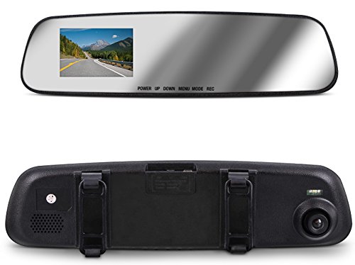 Aduro MirrorCam Rear View Mirror with Front Video Camcorder for Safety in HD, 2.6 in LCD Display, Wide Angle Lens, Seamless Video/Picture/Voice Recording, Multiple Languages