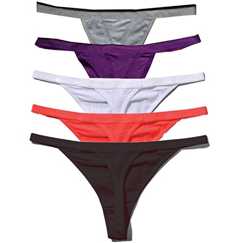 5 Pack Zofirao Women's Multicolored Panties Cotton Spandex Thongs Underwear G-strings (multicolored, S)