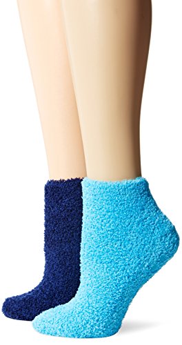 Dr. Scholl's Women's 2 Pack Soothing Spa Low Cut Lavender + Vitamin E Socks with Silicone Treads, Turquoise/Navy, Shoe Size: 4-10