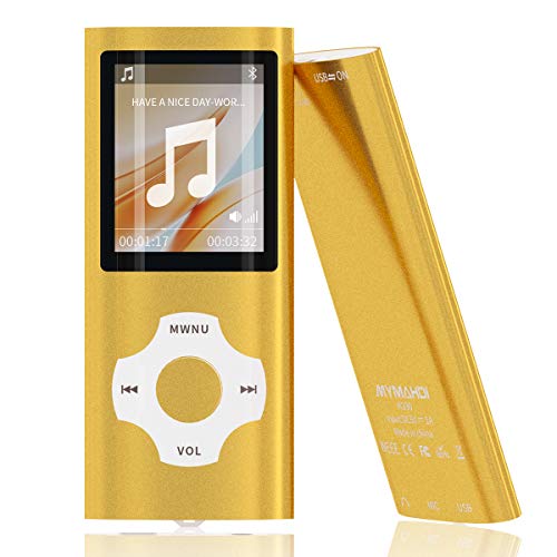 Mymahdi MP3/MP4 Portable Player, 1.8 Inch LCD Screen and Card Slot,Max Support 64GB TF Card, Gold