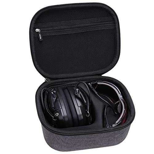 Aproca Hard Travel Case Compatible Howard Leight by Honeywell Impact Sport Sound Amplification Electronic Shooting Earmuff and Genesis Sharp-Shooter Safety Eyewear Glasses(gray)