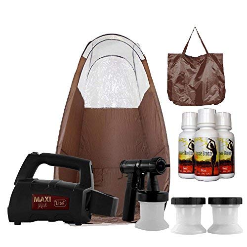 MaxiMist Lite Plus HVLP Sunless Spray Tanning KIT Tent Machine Airbrush Tan Maximist BRWN