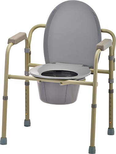 NOVA Medical Products NOVA Folding Commode, Over Toilet and Bedside Commode, Comes with Splash Guard/Bucket/Lid, Gray