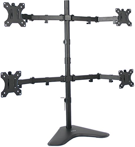 VIVO Quad LCD Computer Monitor Mount Free Standing Heavy Duty Desk Stand, Fully Adjustable, Holds 4 Screens up to 30 inches (STAND-V004F)