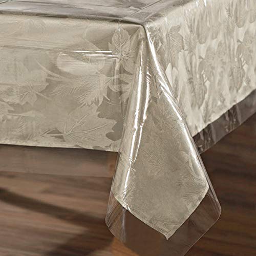 sancua Clear Plastic 100% Waterproof Tablecloth - 60 x 84 Inch - Vinyl PVC Rectangle Table Cloth Protector Oil Spill Proof Wipe Clean Table Cover for Dining Table, Parties & Camping, Crystal Clear