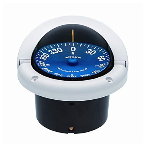 Ritchie Navigation SS-1002W Supersport Flush Mount Compass, White with Blue Dial, 3-3/4-Inch, Model:3003.2278