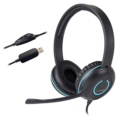 Cyber Acoustics USB Stereo Headset with Headphones and Noise Cancelling Microphone for PCs and Other USB Devices in The Office, Classroom or Home (AC-5008A)