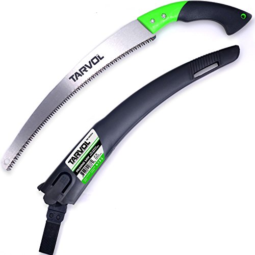 Heavy Duty Pruning Saw (Razor Sharp 14' Curved Blade) Comfort Handle with Saw Blade Enclosure - Japanese Style Hand Saw - Perfect for Trimming Trees, Plants, Shrubs, Wood, and More!
