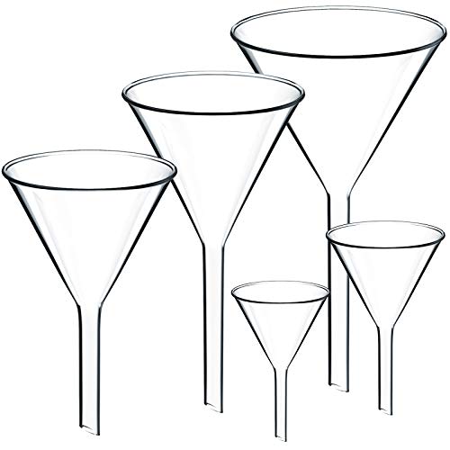 Teenitor Set of 5 Glass Funnels Diameter 30mm 40mm 50mm 65mm 75mm