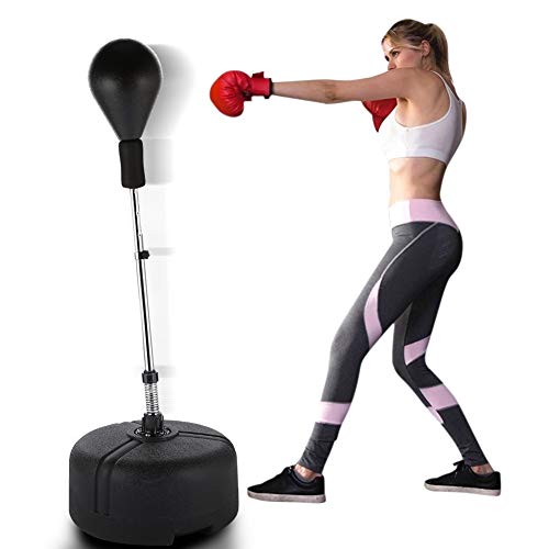 Aceshin Boxing Punching Bag with Stand Reflex Speed Bag Freestanding Height Adjustable Indoor & Outdoor Training & Fitness for Adults & Teens (Black)