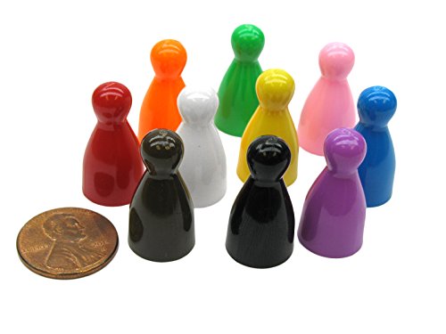 Set of 10 Halma 25mm Pawn Peg Game Pieces Multicolor