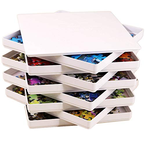 PUZZLE EZ Puzzle Sorting Trays with Lid and 8 Trays Jigsaw Puzzle Sorters Organizer Holder Fit Up to 1000 Pieces Puzzle Gift for Puzzlers