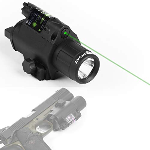 Tacticon Armament Green Laser Flashlight for Handgun or Rifle with Picatinny Rail Mount and Tail Switch (Green-Laser)