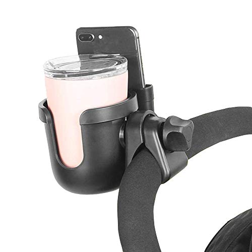 Parent Cup Holder for Stroller,Stroller Cup Holder, Bicycle Cup Holder, Universal Cup Holder Rack for Buggy Pushchair Wheelchair Bike and More (Black)