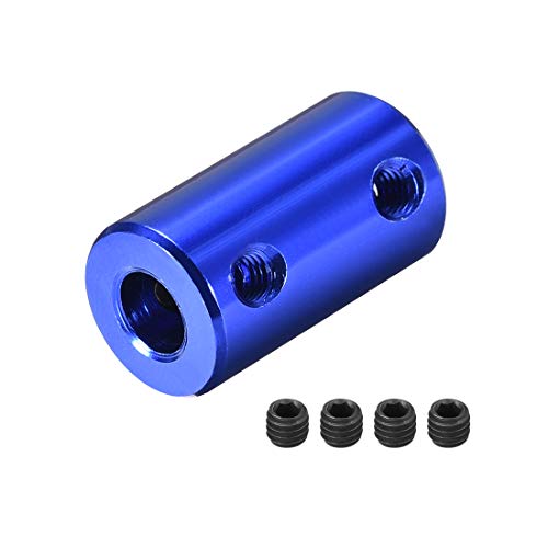 uxcell 5mm to 1/4 Inch Bore Rigid Coupling Set Screw L25XD14 Aluminum Alloy,Shaft Coupler Connector,Motor Accessories,Dark Blue,4pcs