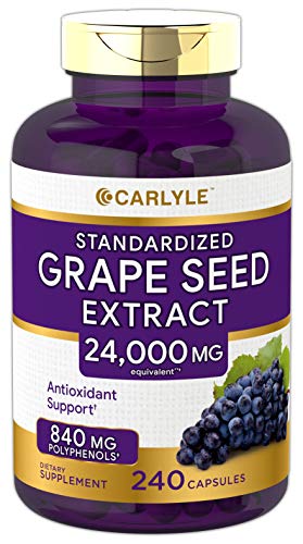 Carlyle Grape Seed Extract 24,000 mg Equivalent 240 Capsules – Maximum Strength Standardized Extract | Non-GMO, Gluten Free