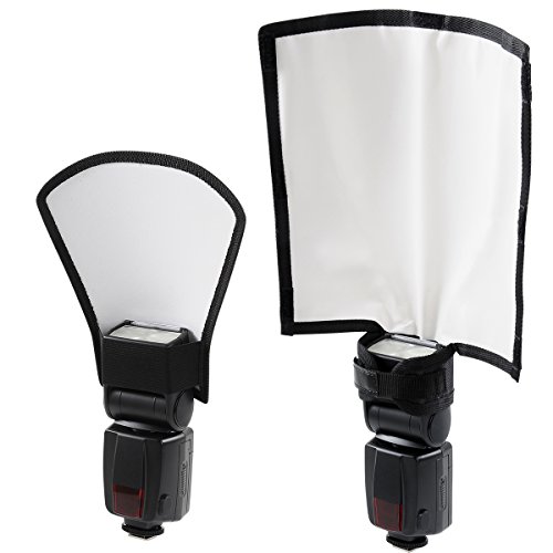 waka Flash Diffuser Reflector Kit - Bend Bounce Flash Diffuser+ Silver/White Reflector for Speedlight, Universal Mount for Canon, Nikon, etc.