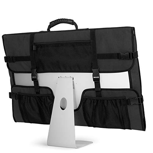 CURMIO Travel Carrying Bag for Apple 27' iMac Desktop Computer, Protective Storage Case Monitor Dust Cover with Rubber Handle for 27' iMac Screen and Accessories, Black, Patent Design.