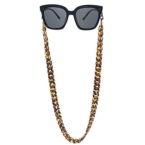 DECKER Acrylic Eyeglass Chain Sunglasses Holder Designer Trendy Fashion Eyewear Retainer Strap Necklace glasses hanging for Women (Marble brown)