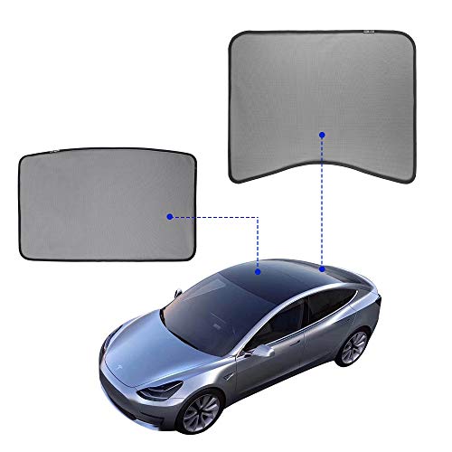 Model 3 Glass Roof Sunshade Sunroof Rear Window Sunshade Compatible for Tesla Model 3 (2 of Set) (top roof+ Rear)
