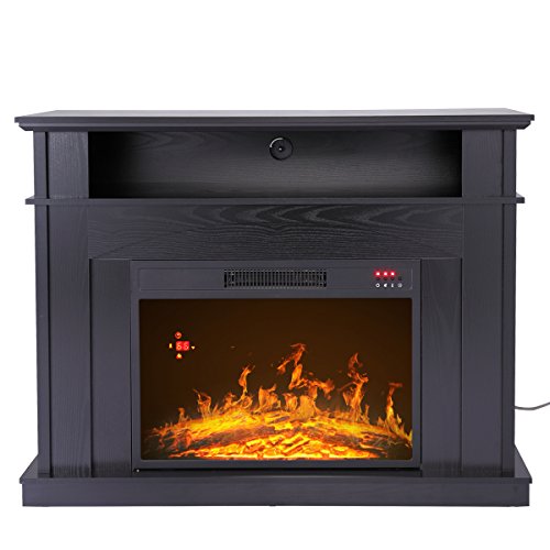 JAXPETY 40' Large 1500W Room Adjustable Electric Fireplace TV Stand w/Realistic Flame and Remote Control, TV Console for TVs up to 42', Black