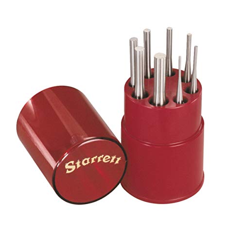 Starrett Drive Pin Punch Set, S565WB, 8 Pieces - 1/16', 3/32', 1/8', 5/32', 3/16', 7/32', 1/4', 5/16' Diameters and 4 Inch Length, Made of Hardened Steel Metal, Comes in Plastic Storage Case