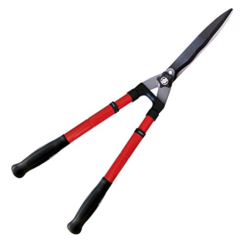 TABOR TOOLS B212A Telescopic Hedge Shears with Wavy Blade and Extendable Steel Handles. Extendable Manual Hedge Clippers for Trimming Borders, Boxwood, and Tall Bushes.