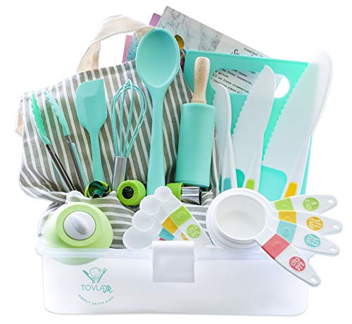 Tovla Jr. Kids Cooking and Baking Gift Set with Storage Case - Complete Cooking Supplies for the Junior Chef - Kids Baking Set for Girls & Boys - Real Accessories & Utensils for the Curious Child