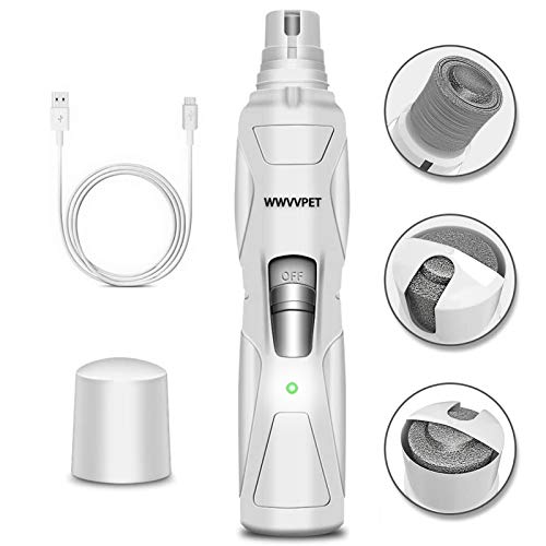 WWVVPET Pet Nail Grinder, More Powerful Dog Nail Clipper,Electric Nail Trimmer, Painless Paw Claw Care, Quiet Rechargeable Grooming Tool for Large Dog/Cat/Bird (2020 Upgraded)