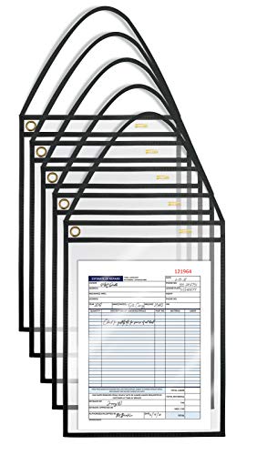 Shop Ticket Holders with Hanging Strap, 9 x 12 Inches, Both Sides Clear, Stitched Black Heavy Duty Canvas Edge Trim, by Better Office Products, 15 Pack