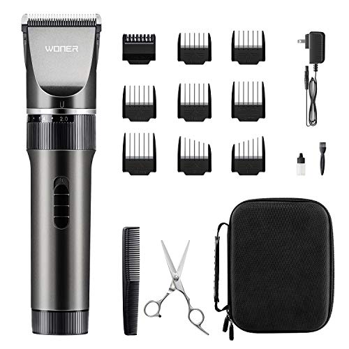 WONER Hair Clippers, Rechargeable Cordless Hair Trimmers for Men Women 16-Piece Home Hair Cutting Kits