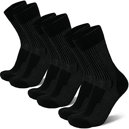 Merino Wool Light Hiking Socks (Black 3-pairs, US Women 11-13 // US Men 9.5-12.5)