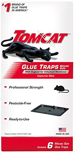 Tomcat Glue Traps Mouse Size with Eugenol for Enhanced Stickiness, Captures Mice and Other Household Pests, Professional Strength, Pesticide-Free and Ready-to-Use, 6 Glue Traps