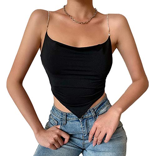 Sexy Women Push Up Bustiers Corsets Strapless Off Shoulder Slim Crop Tops Clubwear Party Outwear (B-Beads Strap Black, S)