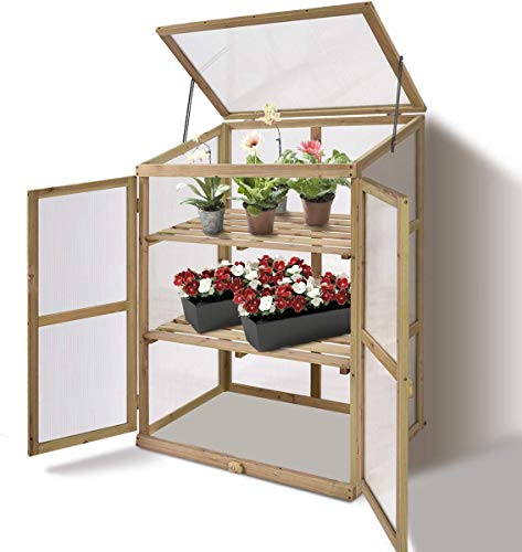 HAPPYGRILL Greenhouse Wooden Cold Frame Garden Greenhouse (30'X22.5'X43')