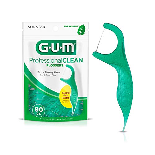 GUM Professional Clean Flossers Extra Strong Flosser Pick, Fresh Mint, 90 Count