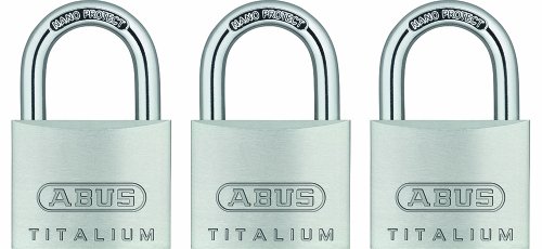 ABUS 64TI/40 Titalium Aluminum Alloy Padlock Keyed Alike - Nano Protect Steel Shackle - 3 Pack