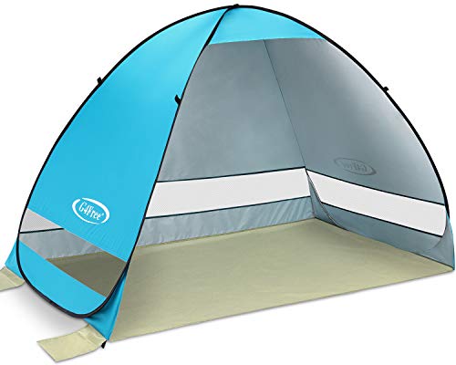 G4Free Outdoor Automatic Pop up Instant Portable Cabana Beach Tent 2-3 Person Camping Fishing Hiking Picnicing Anti UV Beach Tent Beach Shelter, Sets up in Seconds(Blue)
