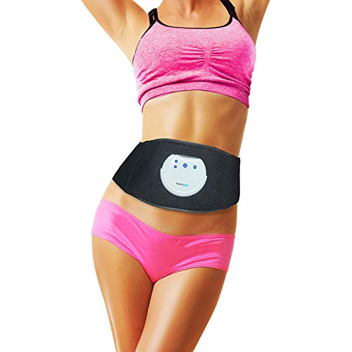 Famidoc Waist Trimmer Ab Stimulator Belt Newest Gel-Free Permanent Use Silicon Electrodes Technology Ultimate Ab Trainer Workout Belt EMS Unit for Weight Loss Black