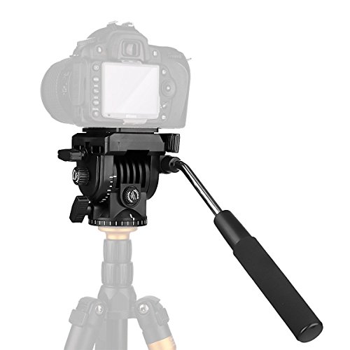 Fluid Head,pangshi VT-1510 Video Camera Tripod Head Fluid Drag Pan Tilt Head with 1/4” Quick Release Plate for Canon Nikon Sony DSLR Cameras Camcorder Shooting Filming