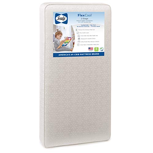 Sealy Baby Flex Cool 2-Stage Airy Dual Firmness Waterproof Standard Toddler & Baby Crib Mattress, 51.7”x 27.3'