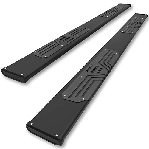 oEdRo 6-1/2” Running Boards with Stamped Stainless Steel Step Pad, Black Textured Aluminum Nerf Bar Compatible with 2019-2020 Chevy Silverado/GMC Sierra 1500,2020 Silverado/Sierra 2500/3500HD Crew Cab
