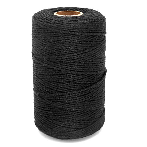 200M/656Feet Cotton String,Black String,Cotton Cord Craft String Baker Twine for DIY Crafts and Gift Wrapping-2mm