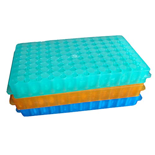 PUL FACTORY Polypropylene Microcentrifuge PCR Tube Rack, 96-Well,Assorted Colors, Pack of 3